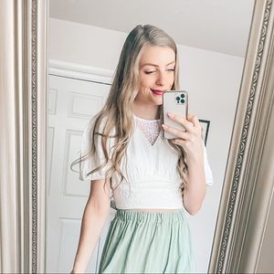 White Textured Chicwish Cropped Top